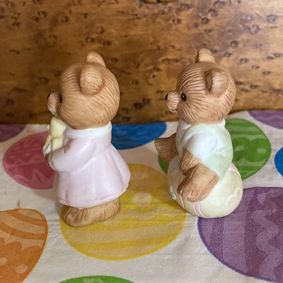 Vintage Ceramic Easter Homco Teddy Bear Figurines ~ Set of 2 ~ #1430 - Picture 3 of 6